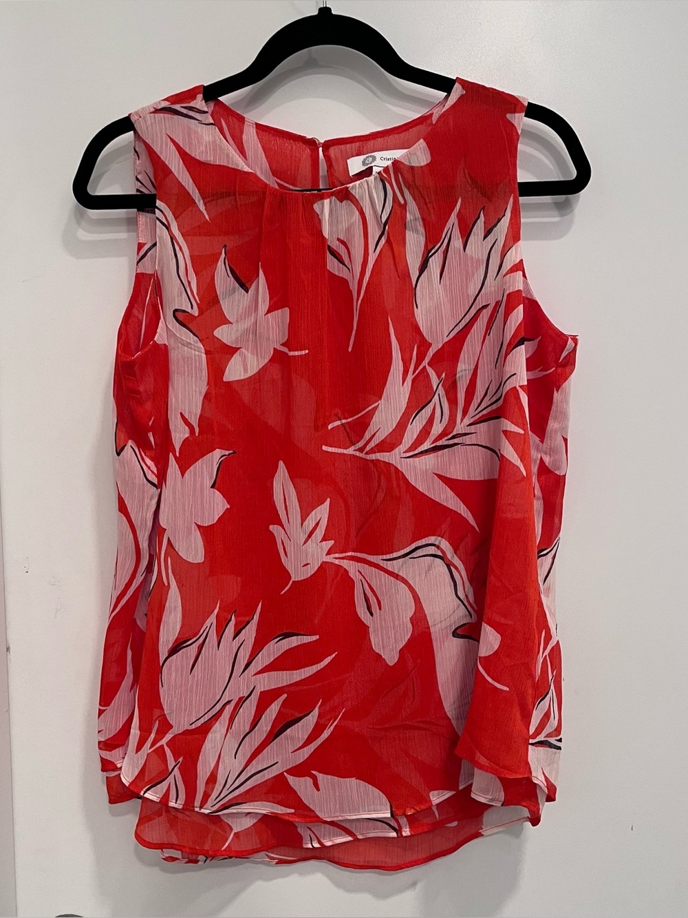Cristina B Floral Top Small Sleeveless Double Layer Chiffon Blouse Tunic NWT